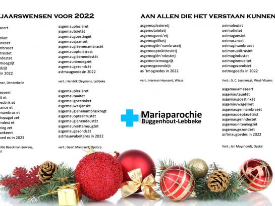 Nieuwjaarswensen 2022 Mariaparochie in Buggenhout-Lebbeke